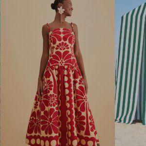 FARM RIO Red Palermo Sleeveless Midi Dress